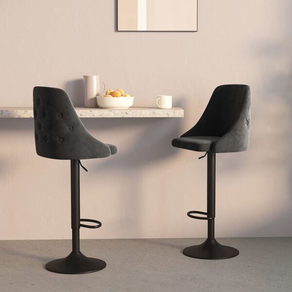 vidaXL Scaune de bar, 2 buc., gri &icirc;nchis, catifea