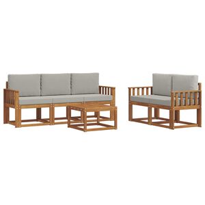 vidaXL Set de canapele de exterior 6 pcs Gri natural și deschis