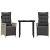 vidaXL Set mobilier de grădină cu perne, 3 piese,gri deschis,poliratan
