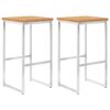 vidaXL Scaune de bar, 2 buc., lemn masiv de tec și oțel inoxidabil