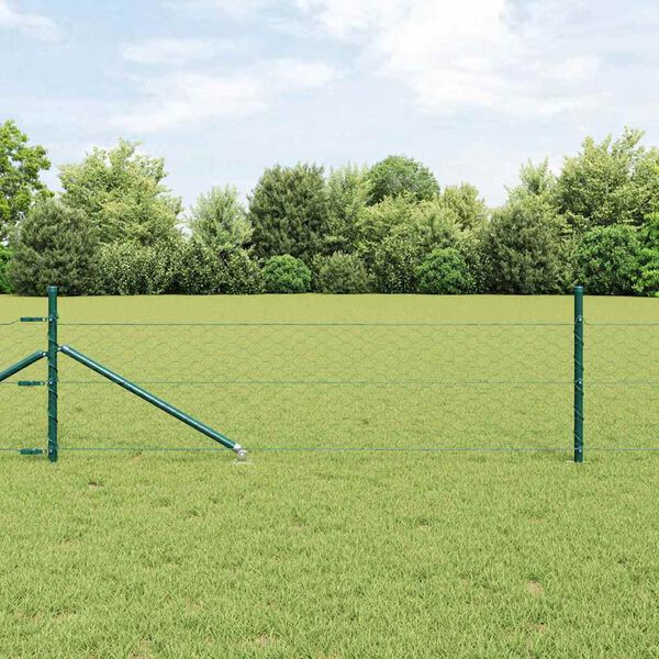 vidaXL St&acirc;lp de gard. Verde 25 x 0,4 m (plasă de 50 mm) Oțel și PVC