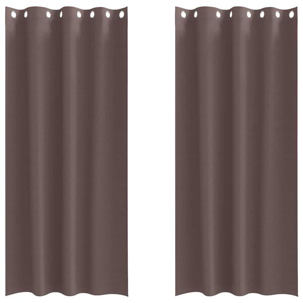 vidaXL Perdele Opaque cu Inel 2 pcs Maro &icirc;nchis 260 x 140 cm Poliester