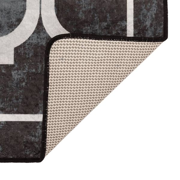 vidaXL Covor lavabil, alb și negru, 80x150 cm, anti-alunecare