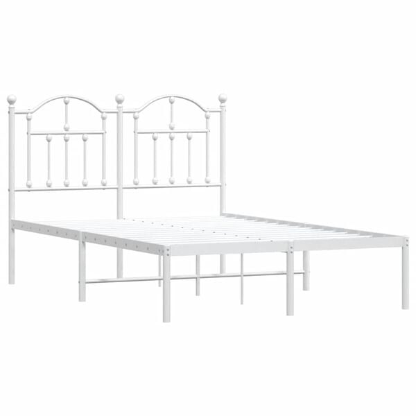vidaXL Cadru de pat metalic cu tăblie, alb, 120x190 cm