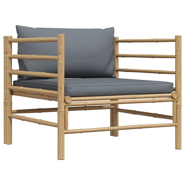 vidaXL Canapea de grădină, perne gri închis, bambus