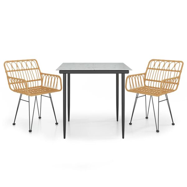 vidaXL Set mobilier de grădină, 3 piese, poliratan