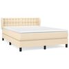 vidaXL Pat box spring cu saltea, crem, 140x200 cm, textil