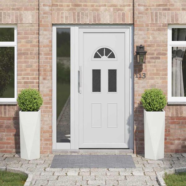 vidaXL Jardinieră 2 pcs Alb 30 x 30 x 75 cm Oțel