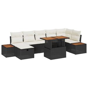 vidaXL Set de canapele pentru grădină 8 pcs Negru poliratan
