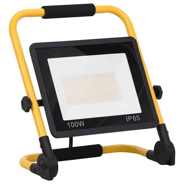 vidaXL Proiector cu LED și m&acirc;ner, alb cald, 100 W