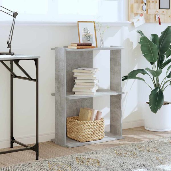 vidaXL Bibliotecă cu 3 niveluri, gri beton, 60x30x80 cm lemn prelucrat