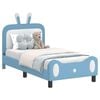 vidaXL Cadru de pat pentru copii cu spătar albastru 80 x 160 cm PU