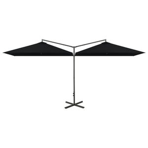 vidaXL Umbrelă de soare dublă, st&acirc;lp din oțel, negru, 600x300 cm