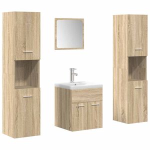 vidaXL Set mobilier de baie, 5 piese, stejar sonoma, lemn prelucrat