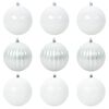vidaXL Set de globuri de Crăciun XL 9 buc. Alb &Oslash; 15 cm Plastic LED-uri
