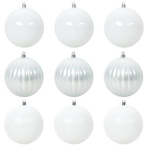 vidaXL Set De Globuri De Crăciun XL 9 buc. Alb &Oslash; 15 cm Plastic