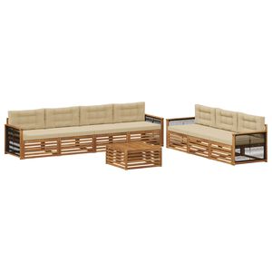 vidaXL Set de canapele de exterior cu pernă 8 pcs Natural și Bej