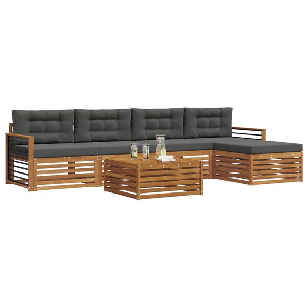 vidaXL Set de canapele de exterior cu pernă 6 pcs Natural și Antracit