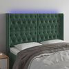 vidaXL Tăblie de pat cu LED, verde &icirc;nchis, 147x16x118/128 cm, catifea