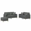 vidaXL Set de canapele cu perne, 3 piese, gri &icirc;nchis, textil