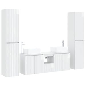 vidaXL Set de mobilier pentru baie 5 buc. Alb foarte lucios