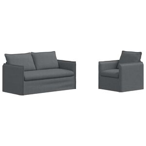 vidaXL Canapea 2 pcs Gri &icirc;nchis 196 x 82 x 85 cm țesătură