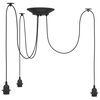 vidaXL Lampă suspendată cu 3 suporturi E27 metal negru