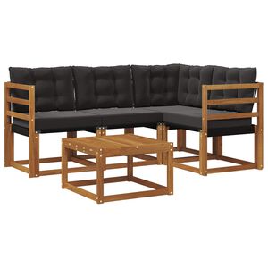 vidaXL Set de canapele de exterior 5 pcs Natural și Negru