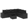 vidaXL Set canapele de grădină cu perne, 7 piese, negru, poliratan