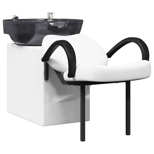 vidaXL Scaun pentru șampon Manual Alb și negru 136 x 60 x 92 cm PVC