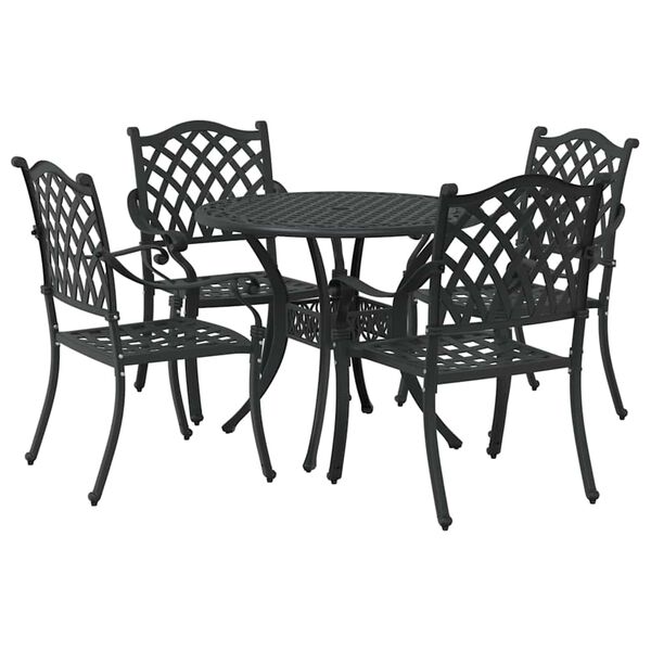vidaXL Set de masă pentru grădină 5 pcs Negru 90 x 90 x 75 cm
