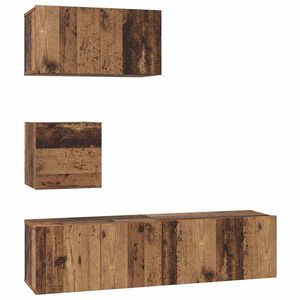 vidaXL Set comodă TV Pe perete 4 pcs Lemn Vechi Lemn compozit