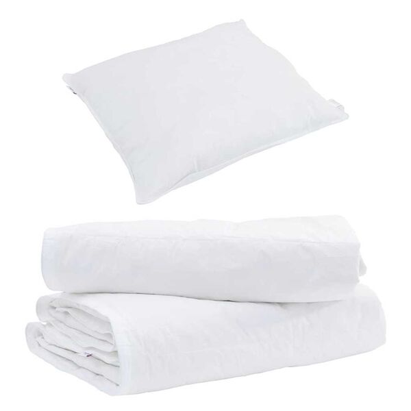 vidaXL Duvet 2 în 1 cu pernă 2 pcs Alb Pene de rață