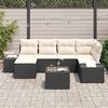 vidaXL Set de canapele pentru grădină 7 pcs negru și crem Rattan poli