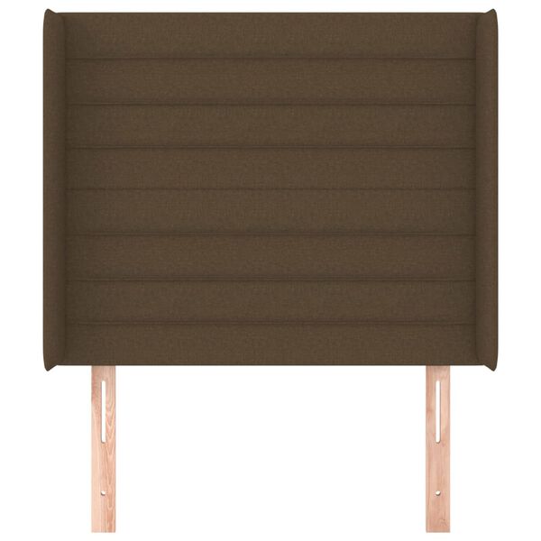 vidaXL Tăblie de pat cu aripioare maro închis 83x16x118/128 cm textil