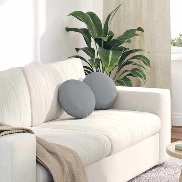 vidaXL Perne de Șezut 2 pcs Gri deschis Ø30 x 13 cm țesătură