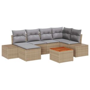 vidaXL Set de canapele pentru grădină 7 pcs bej și gri deschis
