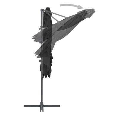 vidaXL Umbrelă suspendată cu stâlp din oțel, antracit, 250x250 cm
