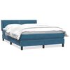 vidaXL Pat box spring cu saltea, albastru &icirc;nchis, 160x220 cm, catifea