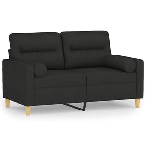 vidaXL Canapea cu 2 locuri cu pernuțe, negru, 120 cm, textil