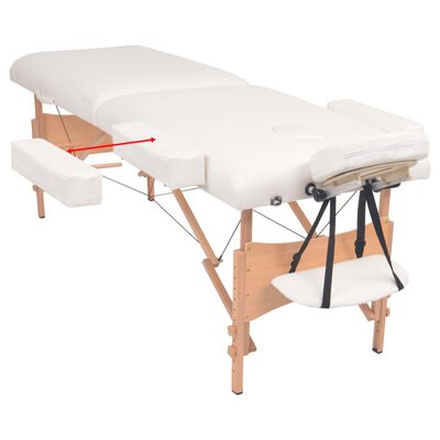 vidaXL Set taburet și masă masaj pliabile 2 zone, 10 cm grosime, alb