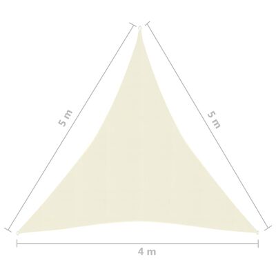 vidaXL Pânză parasolar, crem, 4x5x5 m, HDPE, 160 g/m²