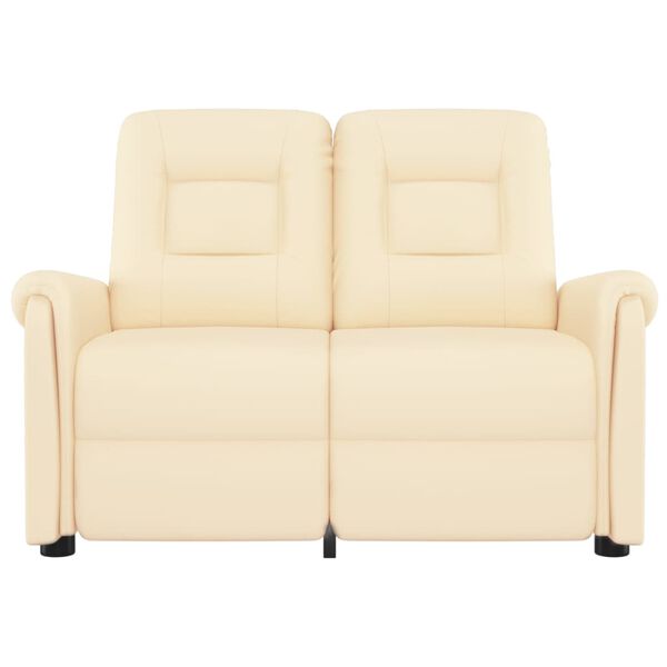 vidaXL Fotoliu rabatabil de masaj, 2 locuri, crem, piele ecologică