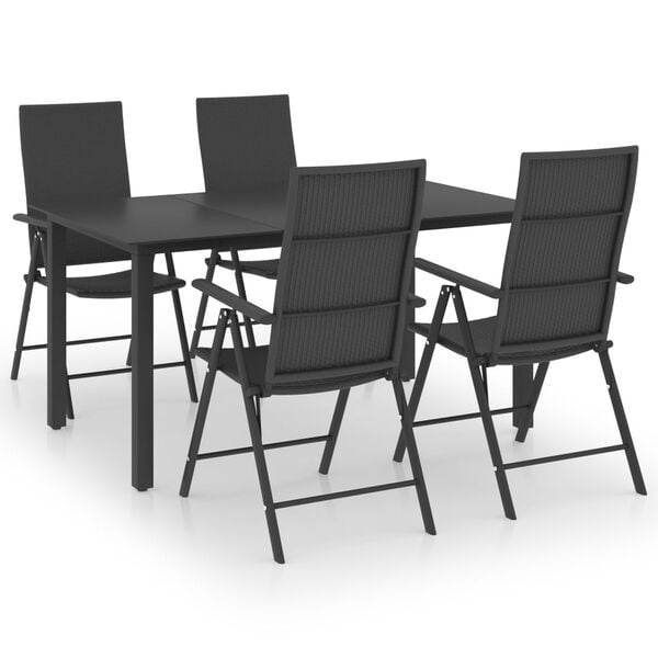 vidaXL Set mobilier de grădină, 5 piese, negru