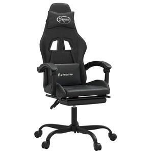 vidaXL Scaun de gaming cu suport picioare, negru, piele ecologică