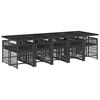 vidaXL Set mobilier de exterior cu perne, 11 piese, negru, poliratan