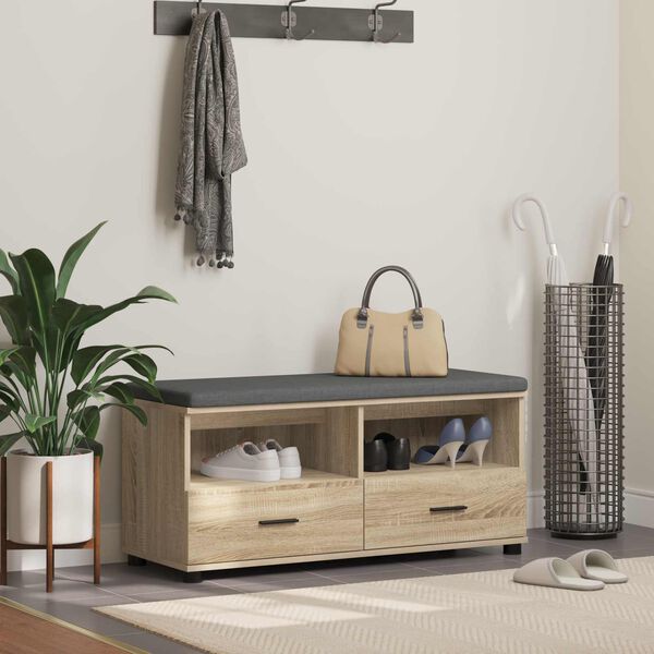 vidaXL Bancă pentru hol cu pernă Stejar Sonoma 100 x 38 x 46 cm