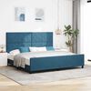 vidaXL Pat cu arcuri cu headboard Albastru &icirc;nchis 200 x 200 cm Catifea