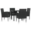 vidaXL Set mobilier de grădină, 5 piese, negru, poliratan și oțel