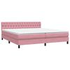 vidaXL Pat box spring cu saltea, roz, 180x210 cm, catifea